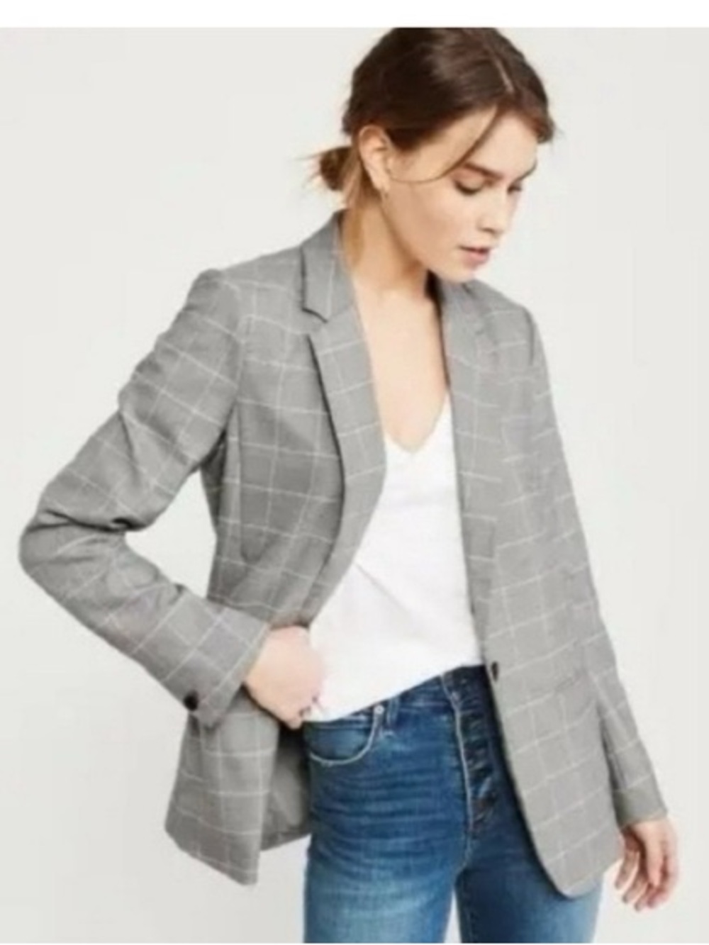 Abercrombie & Fitch Gray Windowpane Blazer Women’s